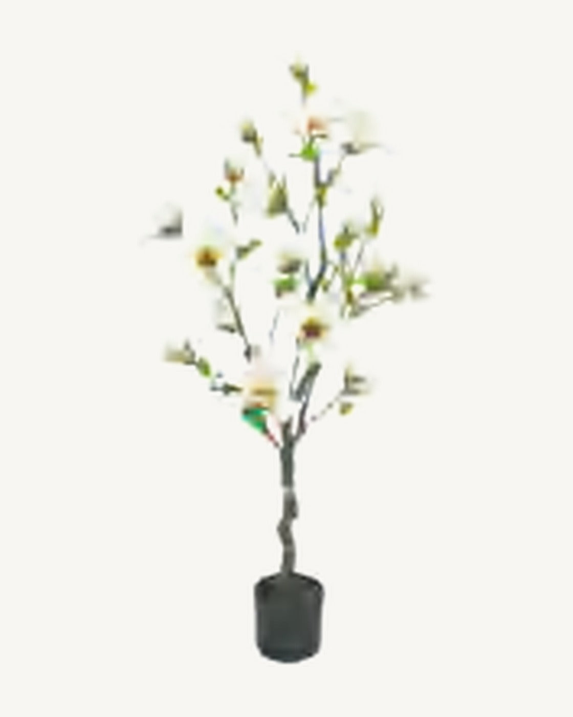 Aix Artificial Blossom Tree, Ivory, full product studio view in the included nursery pot