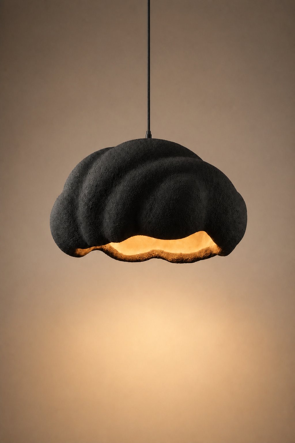 Maison Moya - Nebula Ribbed Plaster Pendant Lamp - Noir