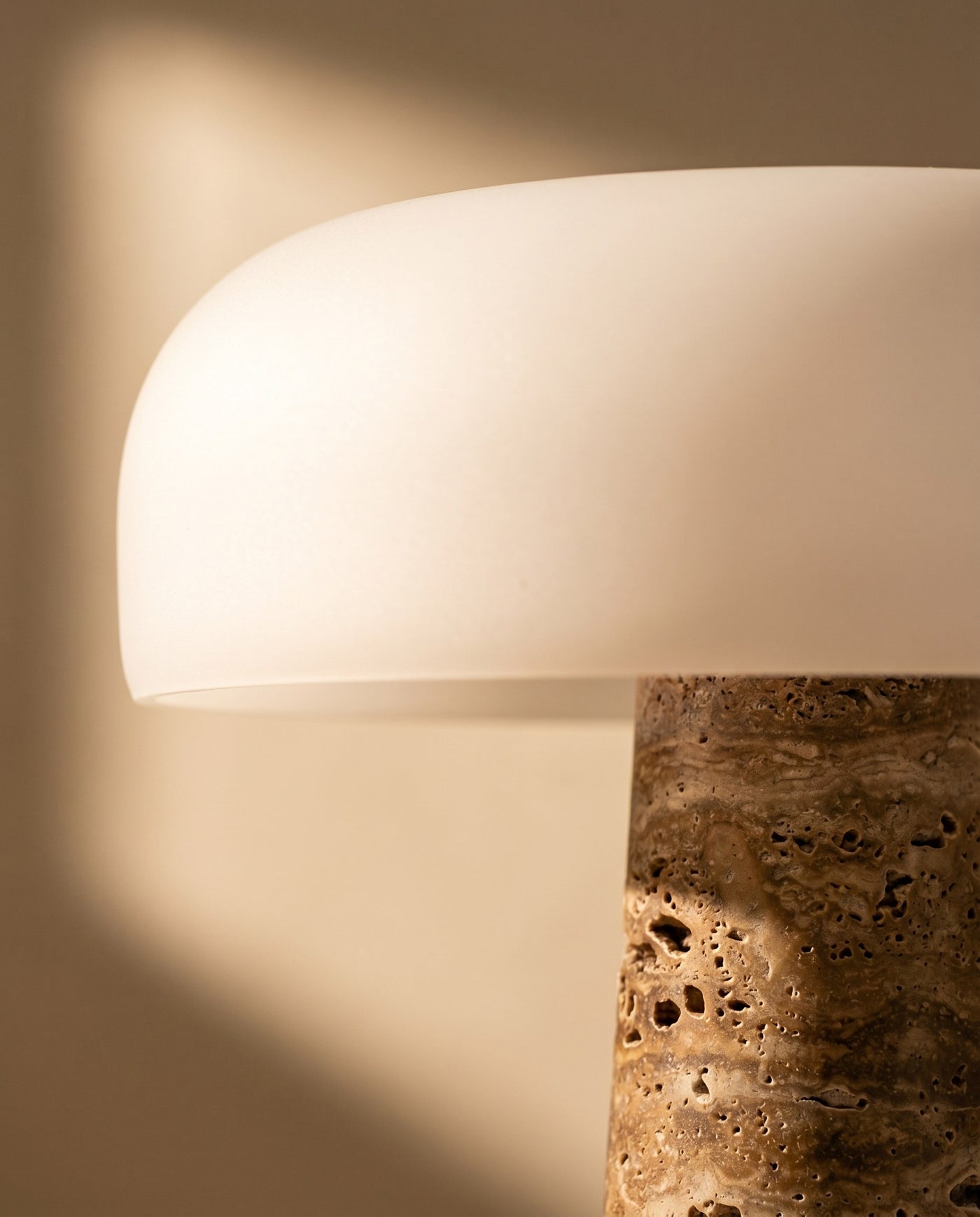 Maison Moya - Travertin Cône Travertine Cone Table Lamp - 03 closeup-top