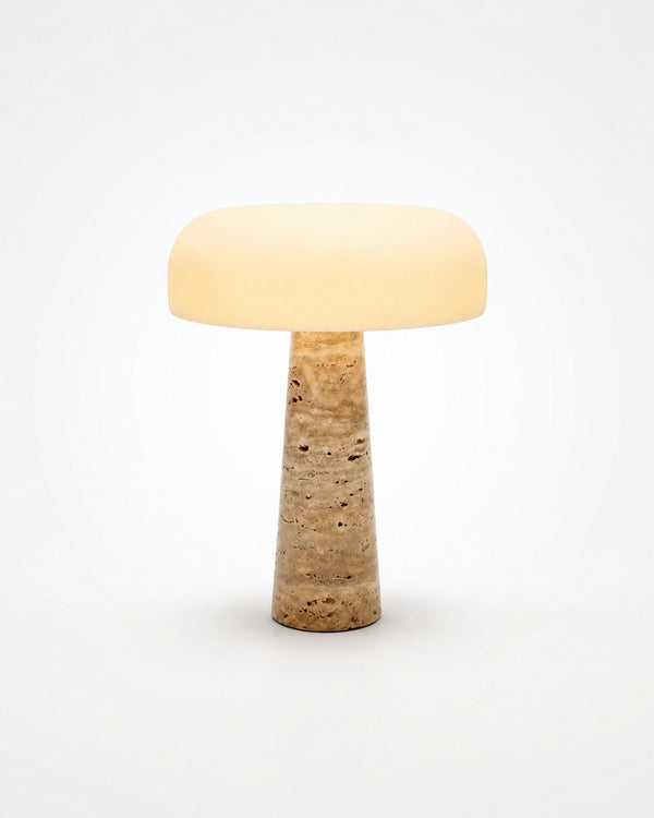 Travertin Cône Travertine Cone Table Lamp