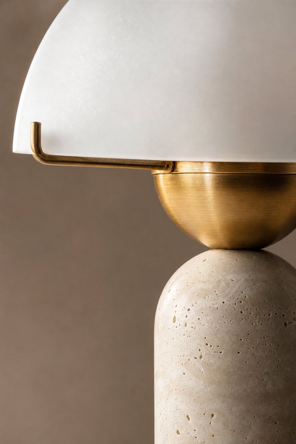 Maison Moya - Travertin Dôme Atollo Travertine Table Lamp - closeup detail