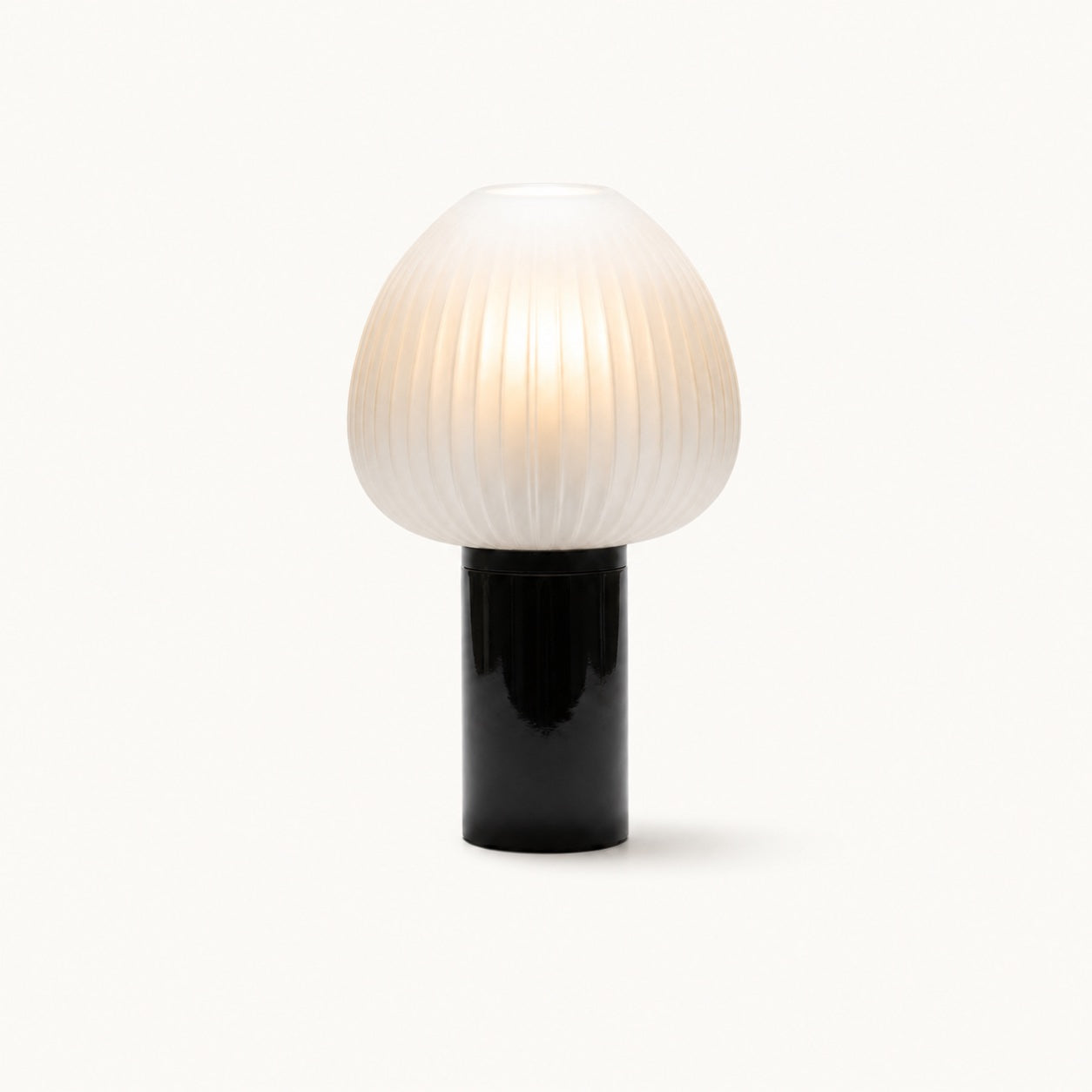 Lámpara de mesa Champignon de vidrio estriado