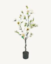 Aix Artificial Blossom Tree, Ivory, full product studio view in the included nursery pot