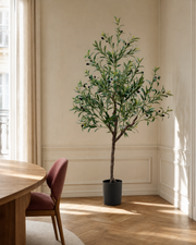 Arezzo Artificial Olive Tree, styled in a warm contemporary interior