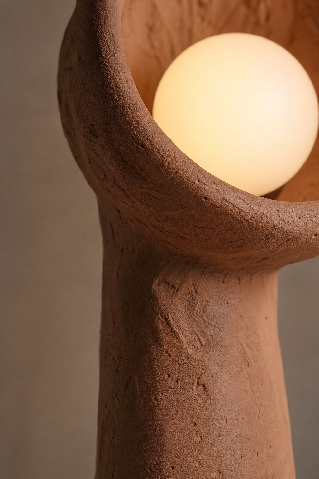 Maison Moya - Foyer Terracotta Sculptural Floor Lamp - closeup detail