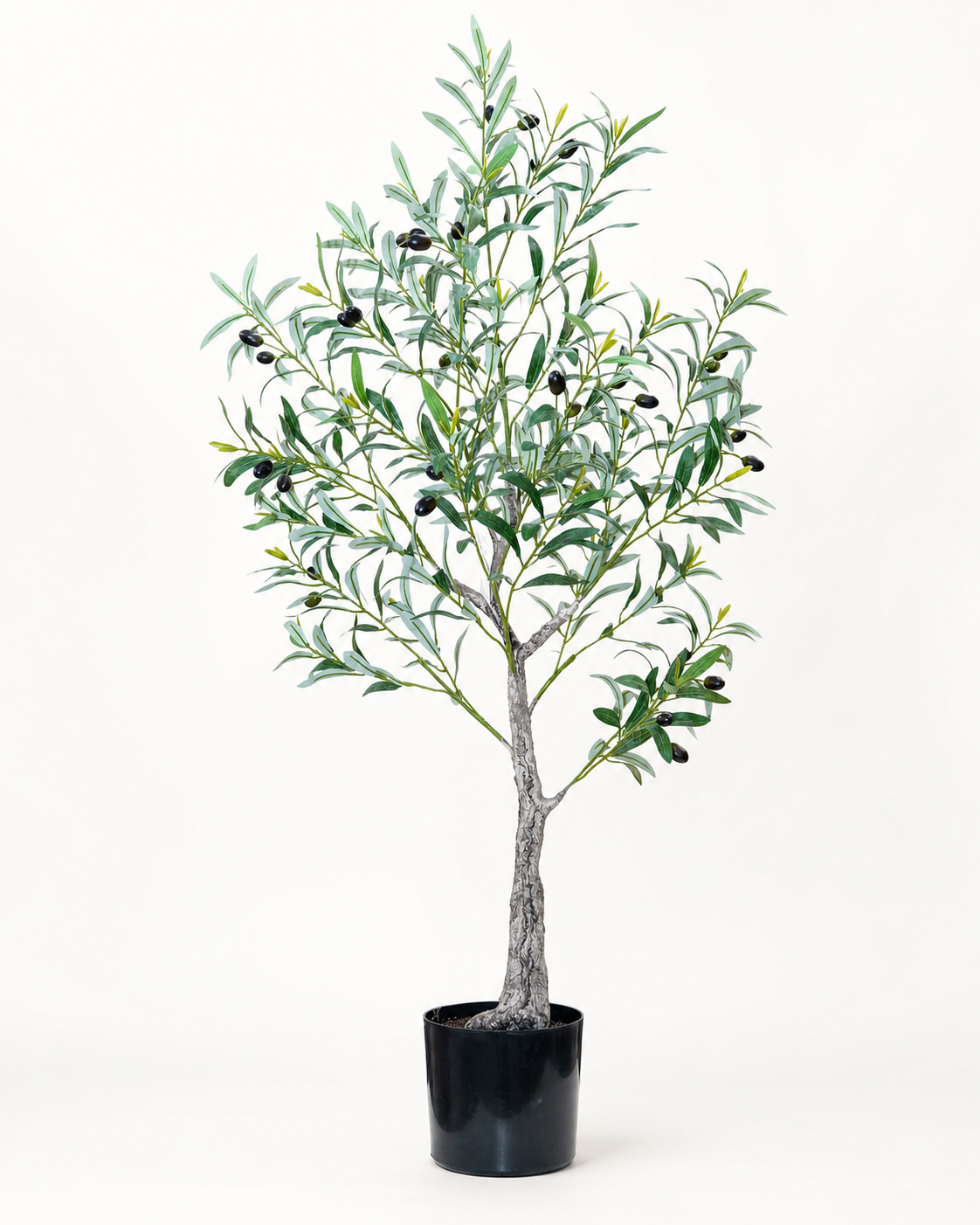 Ligurian Artificial Olive Tree, full product studio view in the included nursery pot