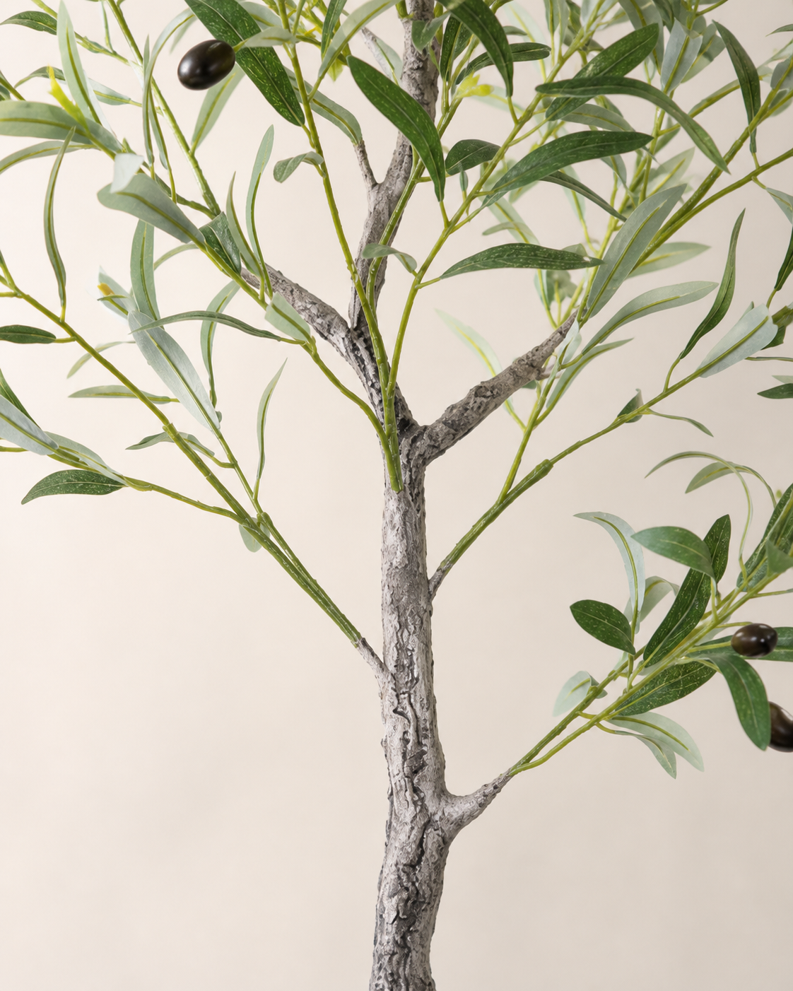 Ligurian Artificial Olive Tree, close-up of trunk and branch construction