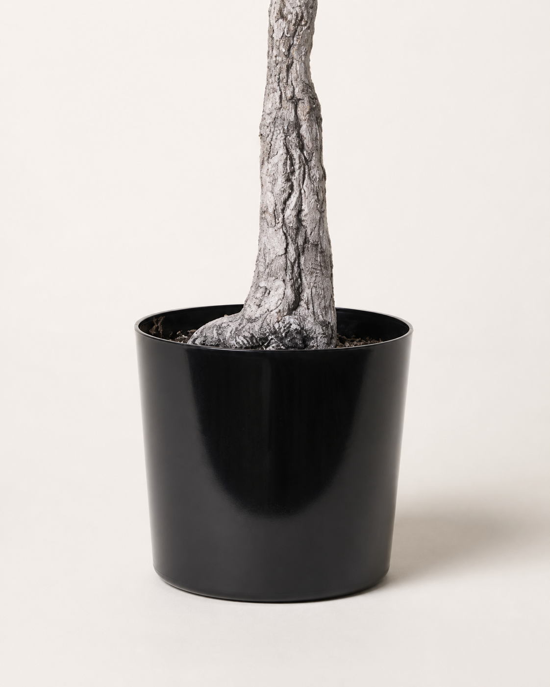 Ligurian Artificial Olive Tree, close-up of the included nursery pot