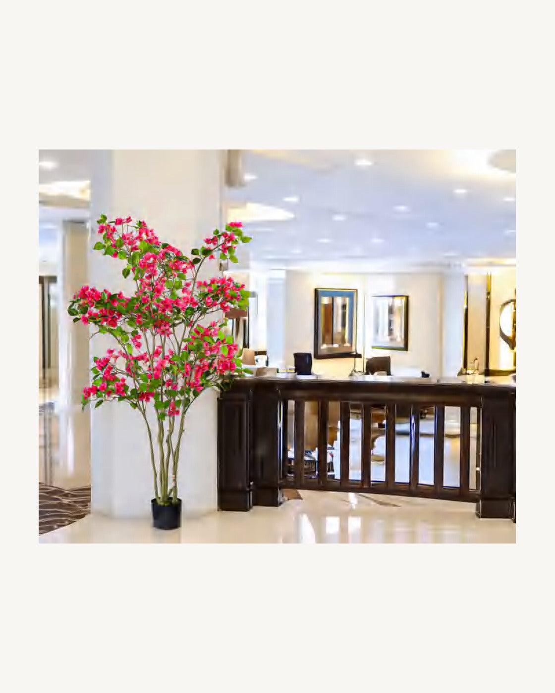 Orvieto Artificial Bougainvillea Tree, full product studio view in the included nursery pot