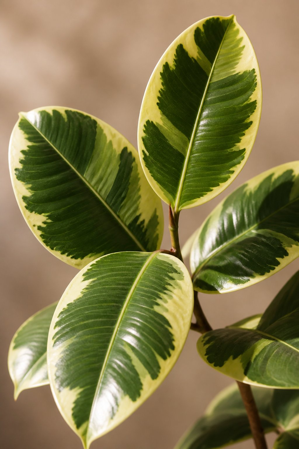 Maison Moya - Rubber Tree Glossy Faux Tree - closeup detail