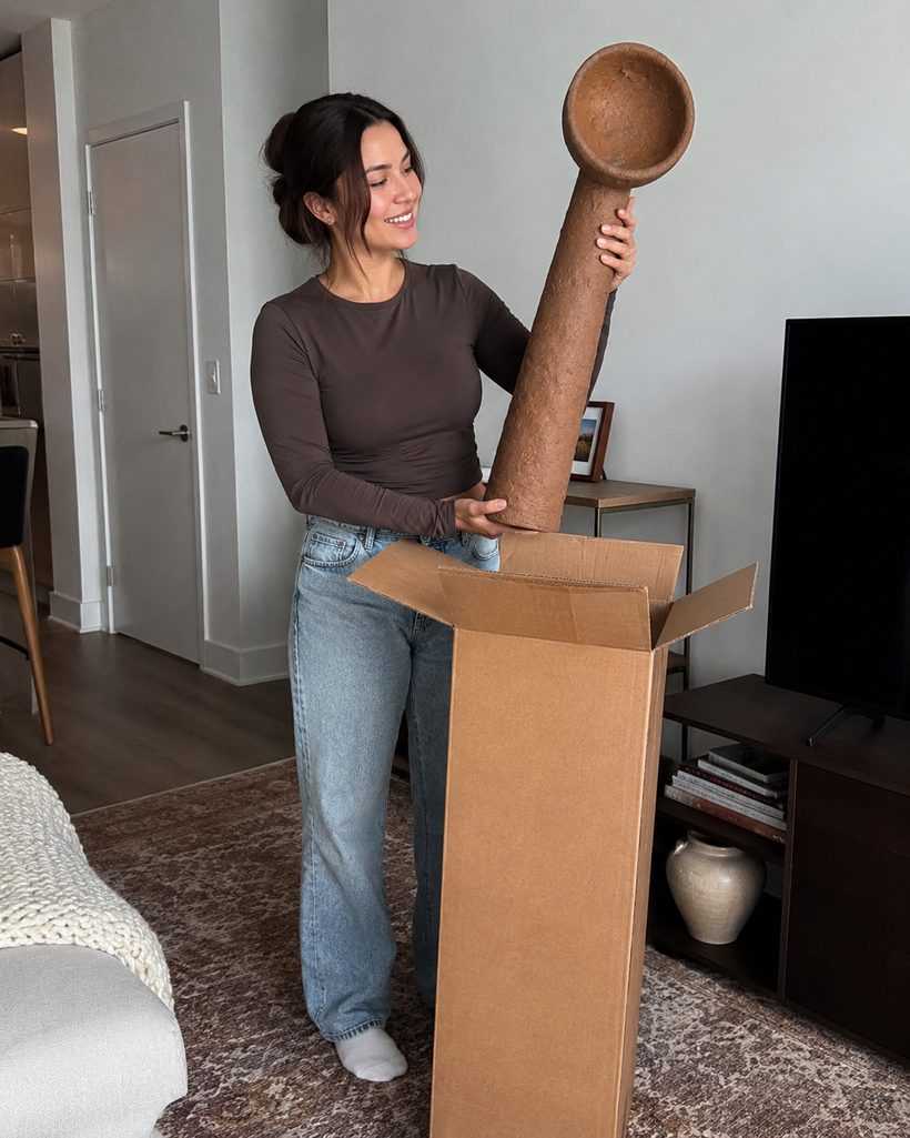 Foyer Terracotta Sculptural Floor Lamp customer photo