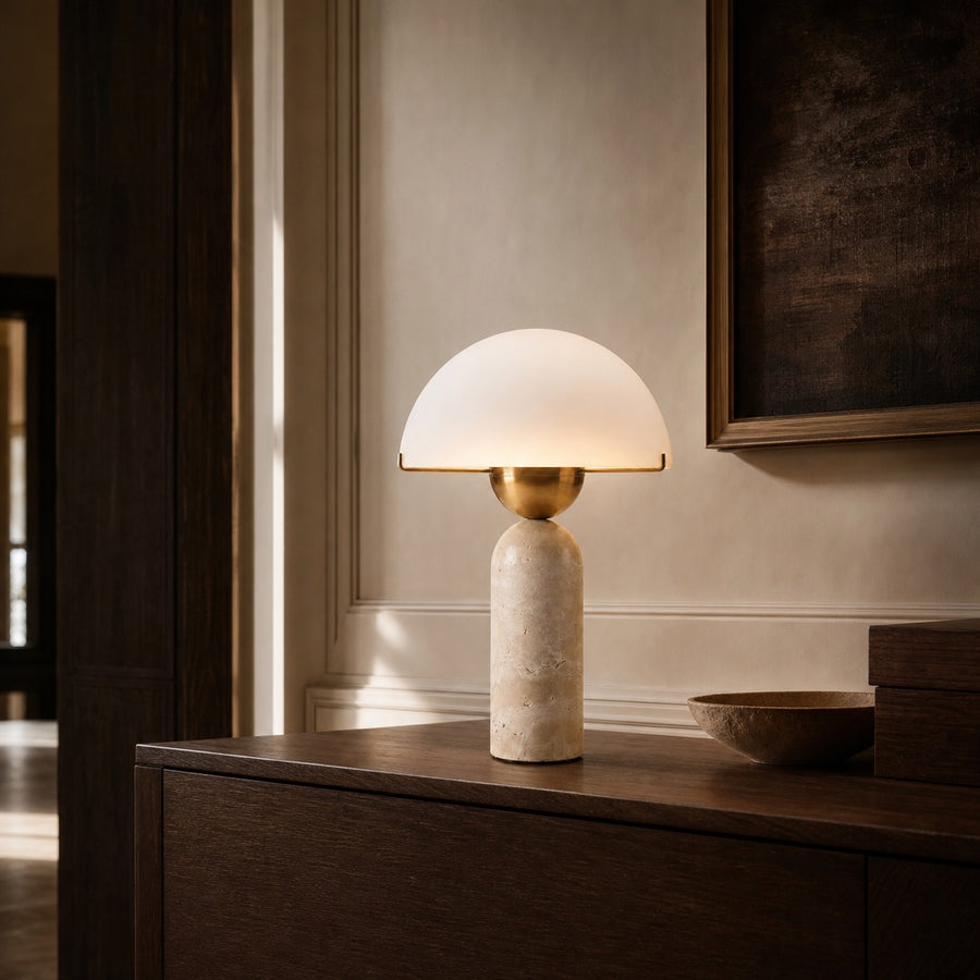 Travertin Dôme Atollo Travertine Table Lamp
