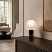 Lámpara de mesa Champignon de vidrio estriado